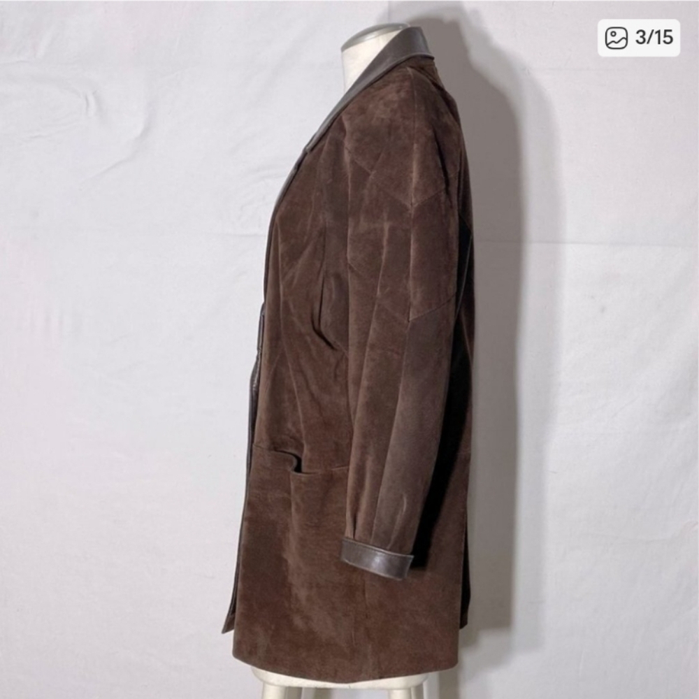 VINTAGE Marquis Brown 100% Suede Leather Jacket - Picture 3 of 16